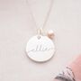 Esme Disc And Freshwater Pearl Name Necklace, thumbnail 8 of 12