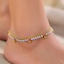 Gold Plated Crystal Stone Dangle Charm Payal Anklet, thumbnail 2 of 3