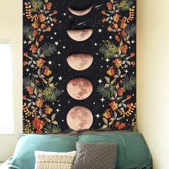 Moon Phase With Flower Vine Tapestry Wall Hanging, 2 of 6