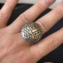 Aztec Pattern Silver Disc Adjustable Ring, thumbnail 5 of 10