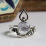 Hava And Larue. Stacked Sterling Silver Moonstone Rings, thumbnail 1 of 5