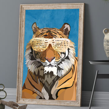 Custom Personalised Tiger Wearing Glasses Art Print, 2 of 8