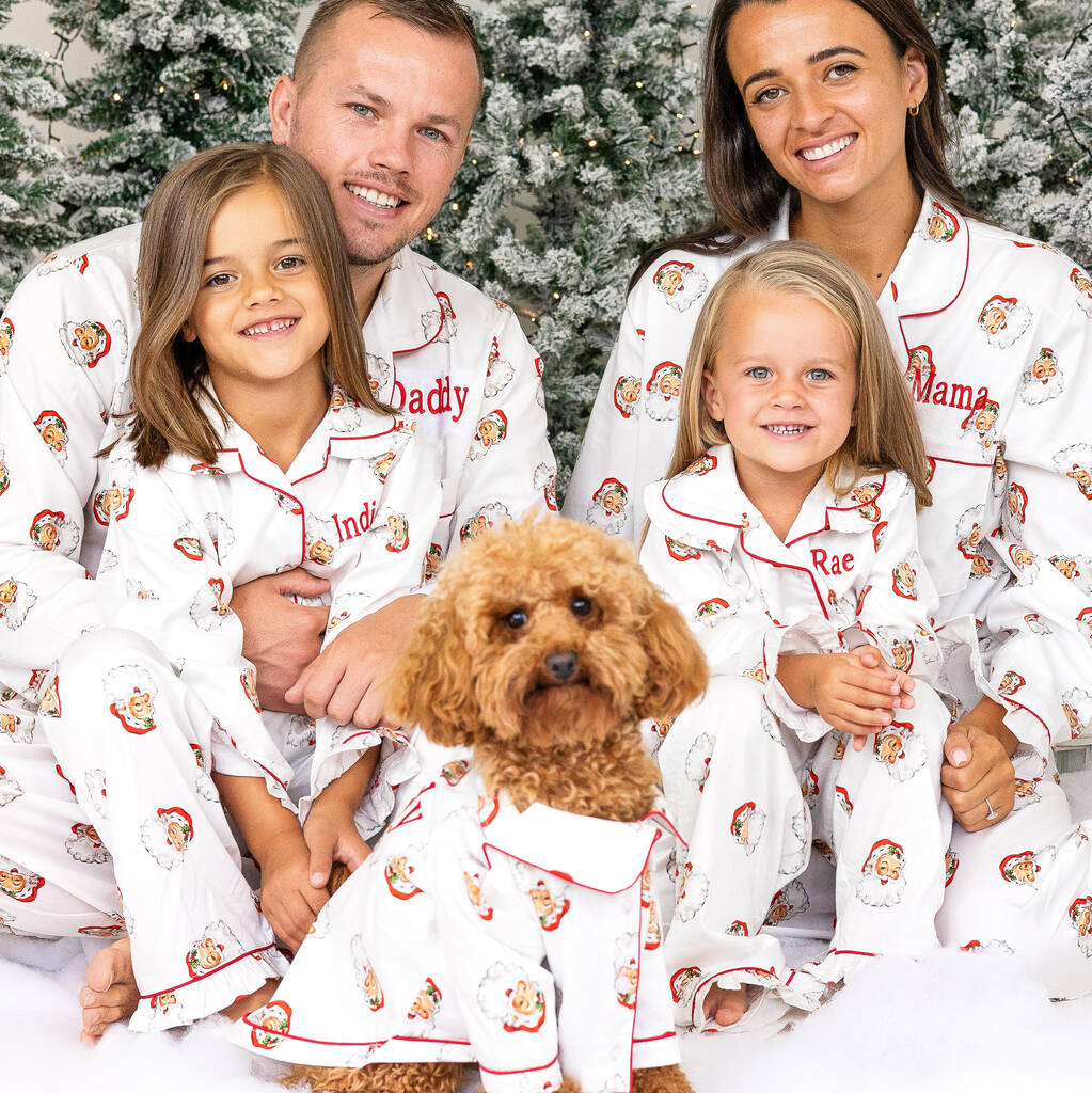 Personalised Matching Family Christmas Santa Print Pyjamas, 1 of 12