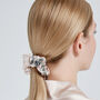 Silk Scrunchie Hair Scrunchie Ponytail Holder Hairband Mulberry Silk Satin Midi Luxurious Pink Floral Hair Tie, thumbnail 4 of 5
