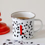 Personalised Dalmatian Spotty Print Initial Enamel Mug, thumbnail 3 of 6