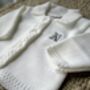 Luxury White Knitted Baby Cardigan, thumbnail 5 of 7