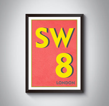 Sw8 Battersea, Stockwell, London Postcode Print, 8 of 8