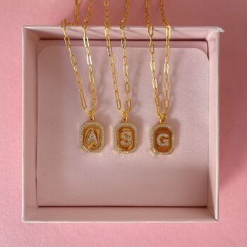 Gold Plated Sparkly Initial Charm Necklace, 2 of 4