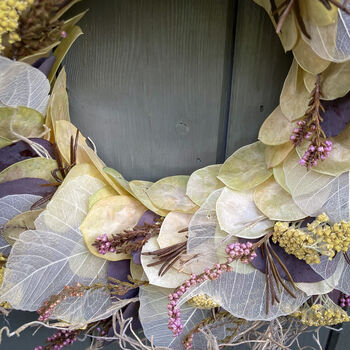 Dried Lunaria Wreath With Skeleton Leaves, 2 of 5