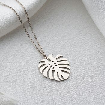 Urban Jungle Monstera Leaf Necklace, 6 of 11