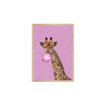 Framed Giraffe Bubblegum Pink Wall Art Print, 7 of 7