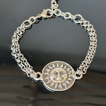 Sun Charm Silver Adjustable Chain Bracelet, 2 of 5