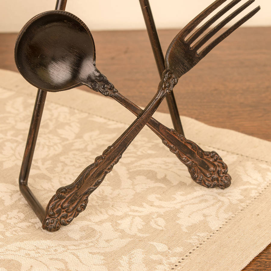 fork and spoon decorative cookbook stand by dibor