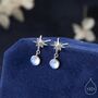 Sterling Silver Tiny Starburst And Moonstone Stud Earrings, thumbnail 1 of 11