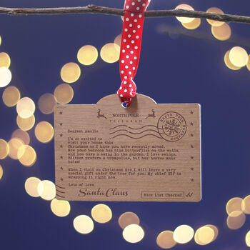 Personalised Telegram From Santa Christmas Tree Decoration, 6 of 6