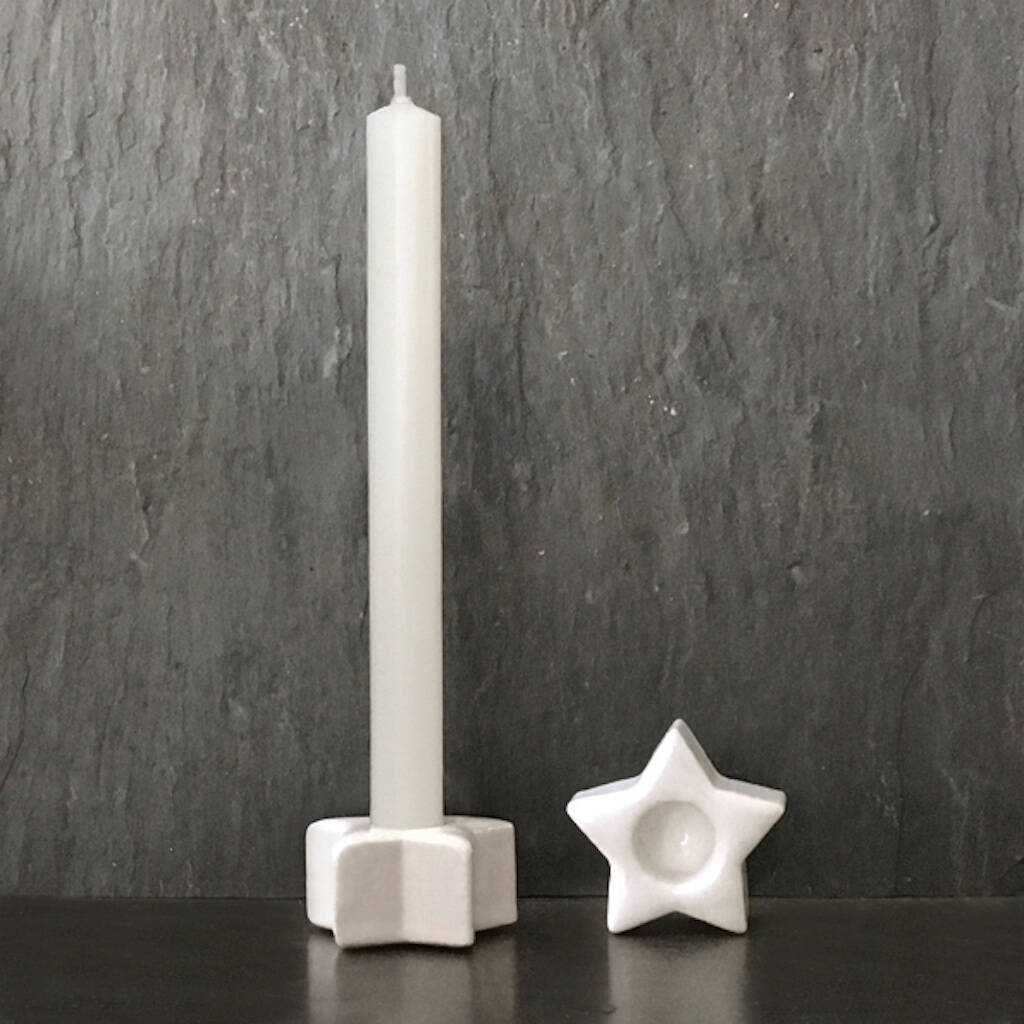 Porcelain Star Candle Holder And Candle, 1 of 2
