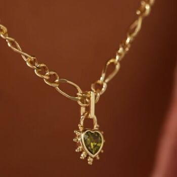 Peridot Heart Chunky Figaro Necklace, 2 of 9