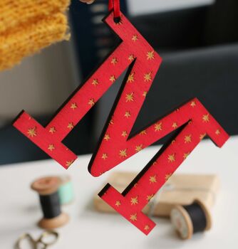 Red Initial Hanging Christmas Decoration, 6 of 8