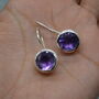 Amethyst Earrings: Sterling Silver, February Birthstone, thumbnail 3 of 5