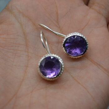 Amethyst Earrings: Sterling Silver, February Birthstone, 3 of 5