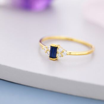 Sterling Silver Vintage Inspired Sapphire Blue Cz Ring, 8 of 12