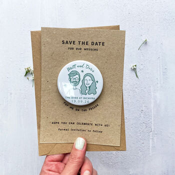 Save The Date Magnet Bespoke Cartoon Style Couple Illustration, 4 of 6