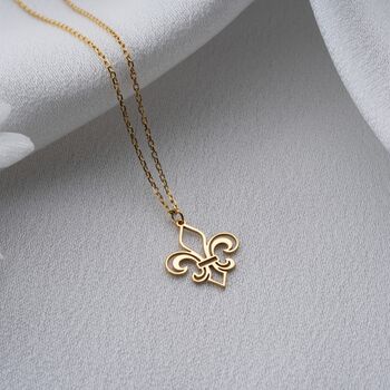 Sterling Silver Fleur De Lis Necklace, 4 of 10