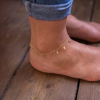 Delicate Gold 14 K Leaf Chain Anklet, 6 of 9