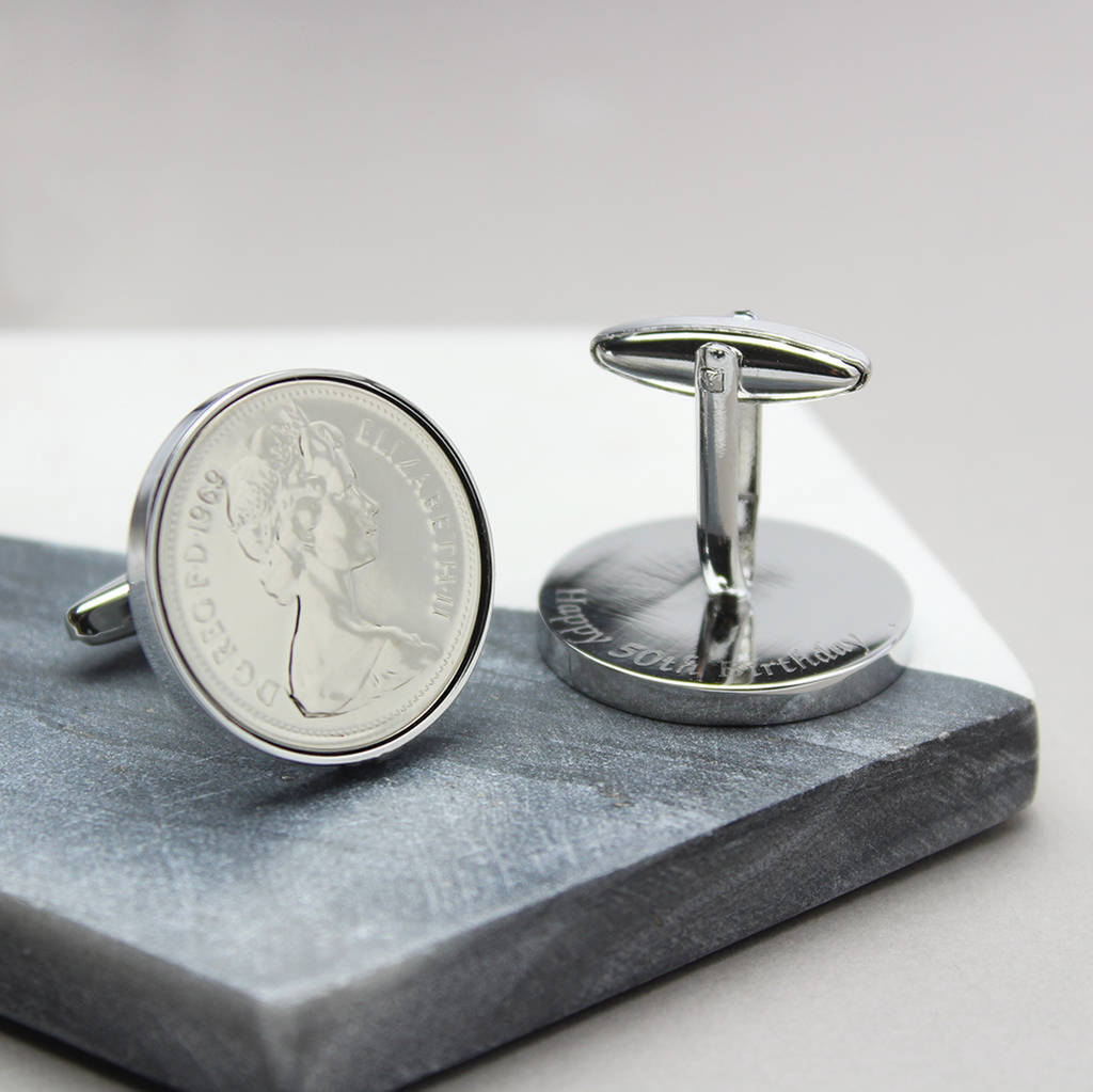 Image of Personalised 1990 30th Birthday Five Pence 5p Cufflinks