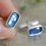 Natural Kyanite Cufflinks In Sterling Silver, thumbnail 1 of 3