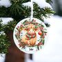 Personalised Cute Highland Cow Bauble Decoration B, thumbnail 1 of 1