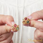 Multicoloured Tourmaline Triple Stone Gold Silver Stud, thumbnail 4 of 10