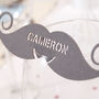 Personalised Moustache Wine Glass Name Place Card, thumbnail 2 of 3