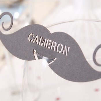 Personalised Moustache Wine Glass Name Place Card, 2 of 3