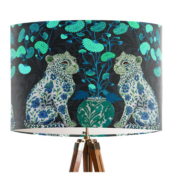 Chinoiserie Leopard Twins On Charcoal Lampshade, 5 of 5