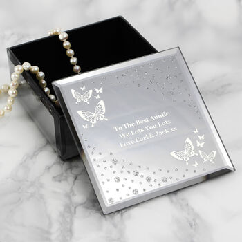 Personalised White Butterfly Diamante Glass Trinket Box, 3 of 8