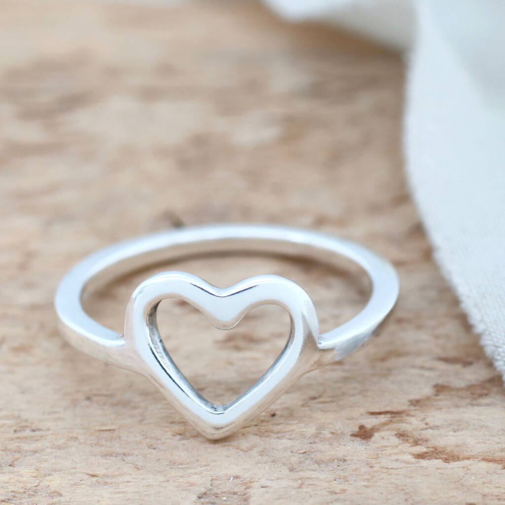 Silver Heart Ring. Geometric Ring By Louy Magroos