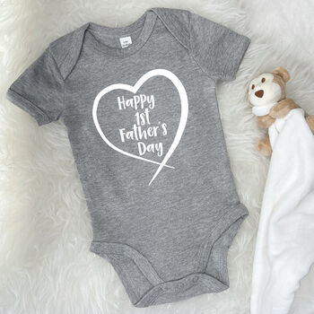 Happy 1st Father's Day In Heart Babygrow, 3 of 9