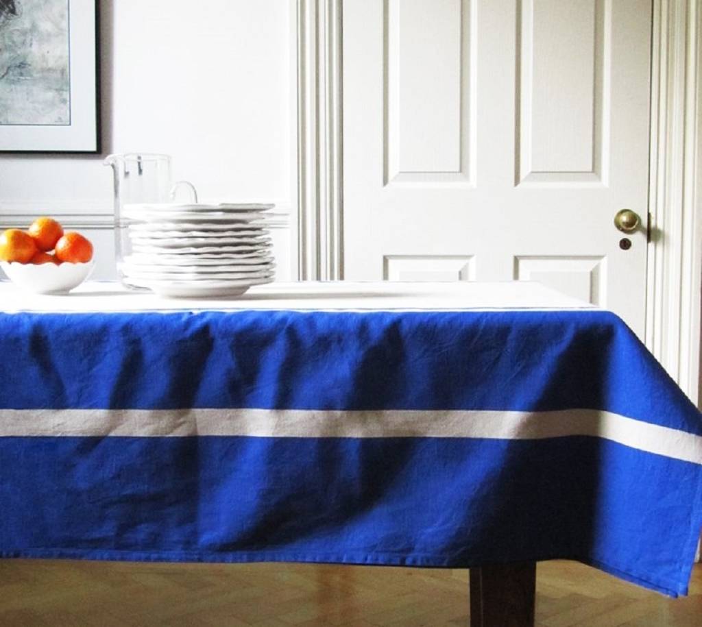 Bistro Pure Cotton Tablecloth With Colorful Stripe By Ville Et Campagne