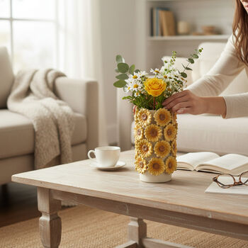 Ceramic 3D Embossed Sunflower Vase – Mother’s Day Gift, 23cm, 3 of 4