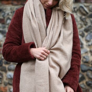 Lambswool Scarf In Camel, 2 of 5