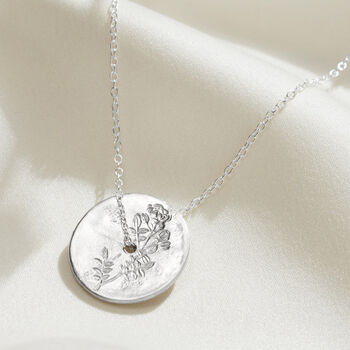 Birth Flower Spinner Necklace In Sterling Silver, 10 of 12