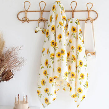 Extra Large Sunflowers Bamboo Muslin, 2 of 2
