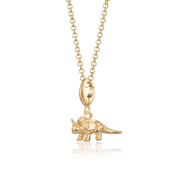 18ct Gold Triceratops Dinosaur Charm Necklace, 2 of 6