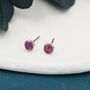 Sterling Silver Genuine Garnet Crystal Stud Earrings, thumbnail 4 of 9