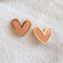 Coral Polymer Clay Heart Studs, thumbnail 3 of 5