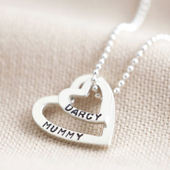 Personalised Sterling Double Heart Outline Necklace, 5 of 8
