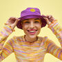 Embroidered Smiley Face Bucket Hat, thumbnail 2 of 4