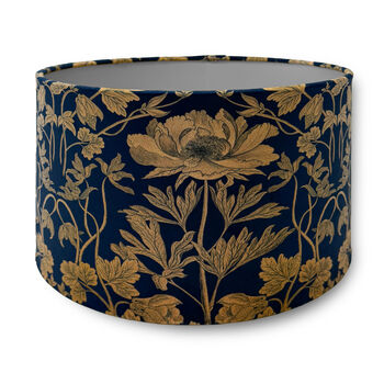 Luxury Velvet Lampshade Summer Flowers Navy Blue 40cm Or 30cm Sizes, 4 of 6