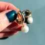 Effie Chunky Plated Gold Hoop Pearl Earrings, thumbnail 4 of 6